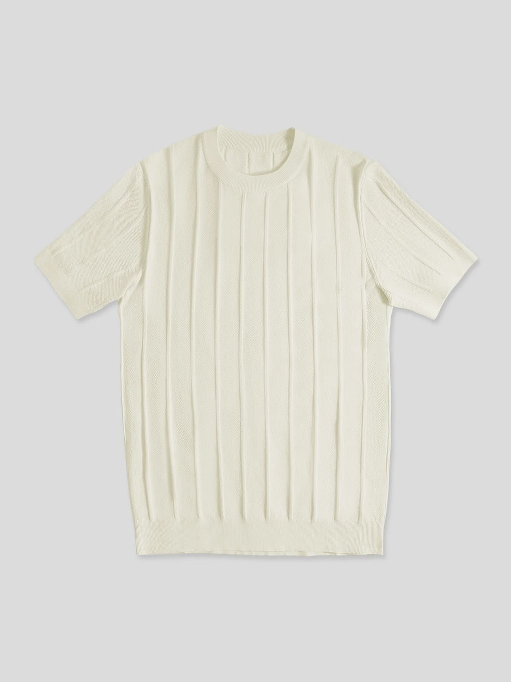 GentleKnit Breathable Striped Short Sleeve Knitted T-Shirt