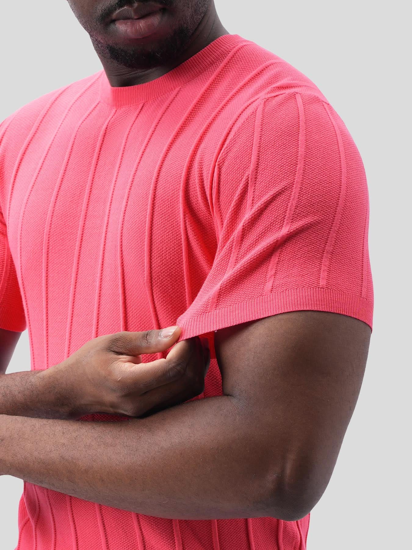 GentleKnit Breathable Striped Short Sleeve Knitted T-Shirt