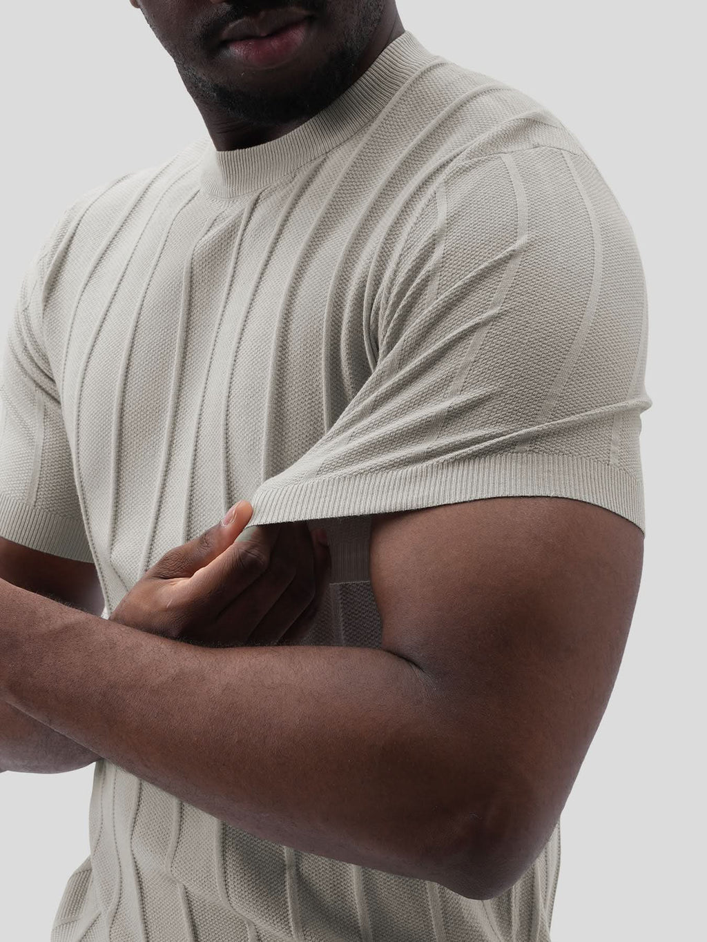GentleKnit Breathable Striped Short Sleeve Knitted T-Shirt